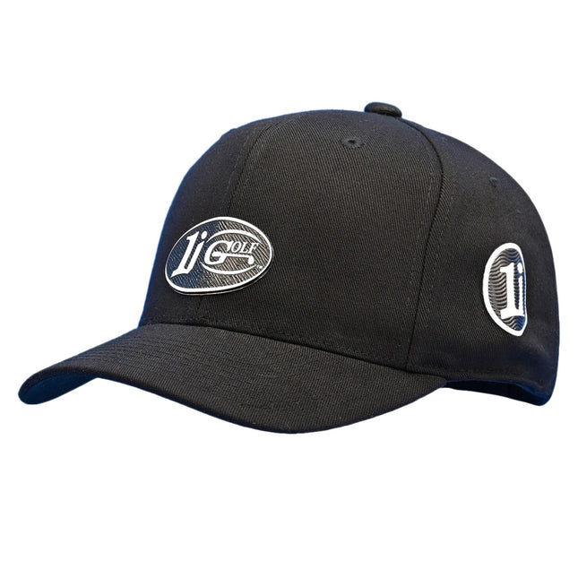 The 1i Golf Logo adorns the black Flexfit 110® Pro-formance® cap,