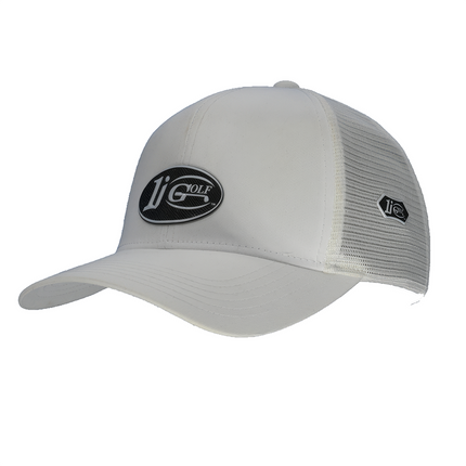 1i Golf Insignia Logo adorned on  a white Imperial’s Whitaker White Mesh Hat.