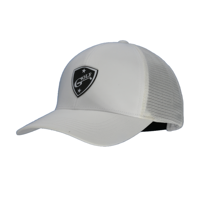 1i Golf Insignia Logo adorned on  a white Imperial’s Whitaker White Mesh Hat.