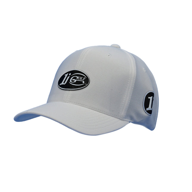 The 1i Golf Logo adorns the white Flexfit 110® Pro-formance® cap,