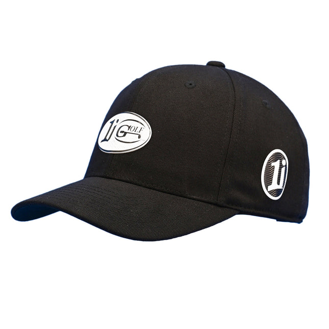The 1i Golf Logo adorns the black Flexfit 110® Pro-formance® cap