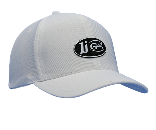 The 1i Golf Logo adorns the white Flexfit 110® Pro-formance® cap
