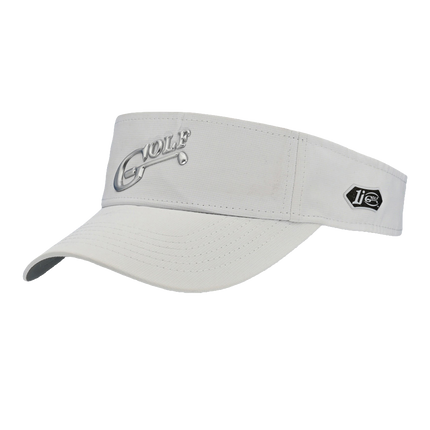 i Golf Insignia Logo Adorned on Imperial Performance Phoenix White Sun-Visor.