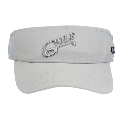 i Golf Insignia Logo Adorned on Imperial Performance Phoenix White Sun-Visor.