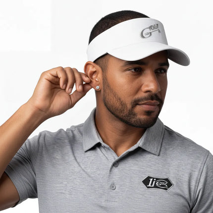 i Golf Insignia Logo Adorned on Imperial Performance Phoenix White Sun-Visor.