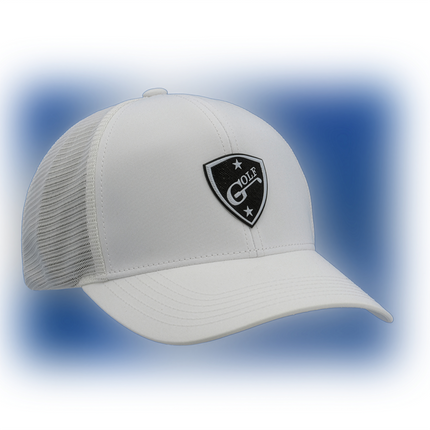 1i Golf Insignia Logo adorned on to a white Imperial’s Mesh Hat.